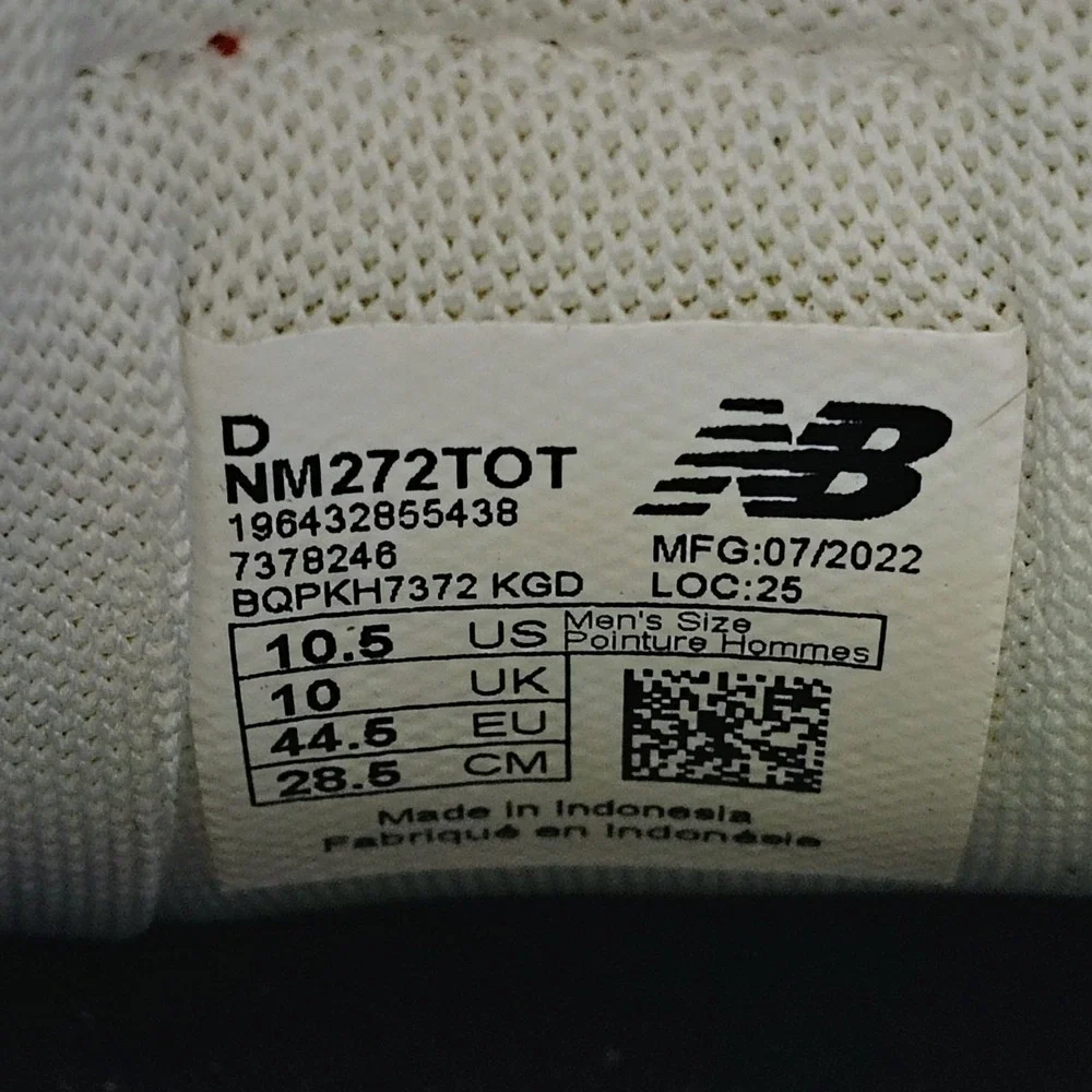 New Balance 272 Shoe Mens 10.5 Suede Leather Skate Low Top White and Brown